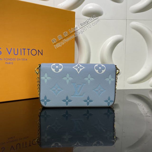 LOUIS VUITTON專櫃新款包包 路易威登Pochette Félicie鏈條包 LV字母漸變翻蓋信封女包  ydh4105